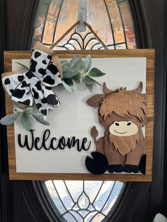 Welcome 3D cow door hanger