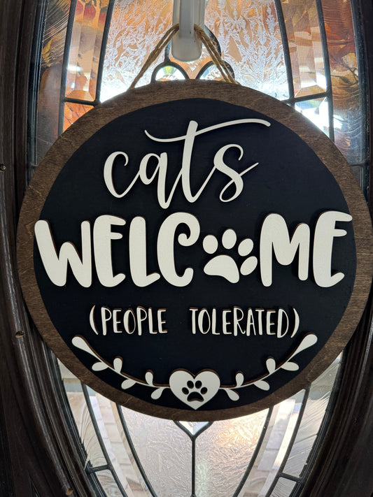 Cats welcome door hanger