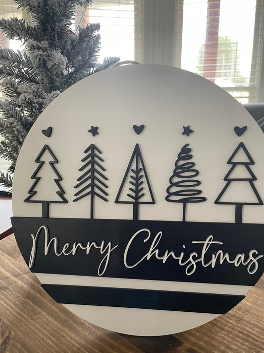 Merry Christmas Trees Door Hanger
