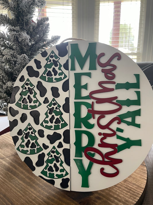 Merry Christmas Y'all Door Hanger