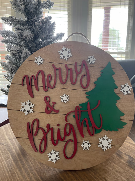 Merry & Bright Door hanger
