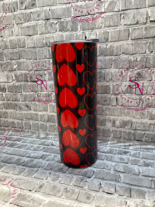 Red and Black Hearts 20oz Tumbler